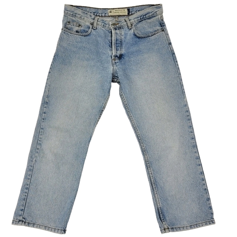 American Eagle Jeans Size 8 Vintage Distressed Light Wash Blue Denim USA Made